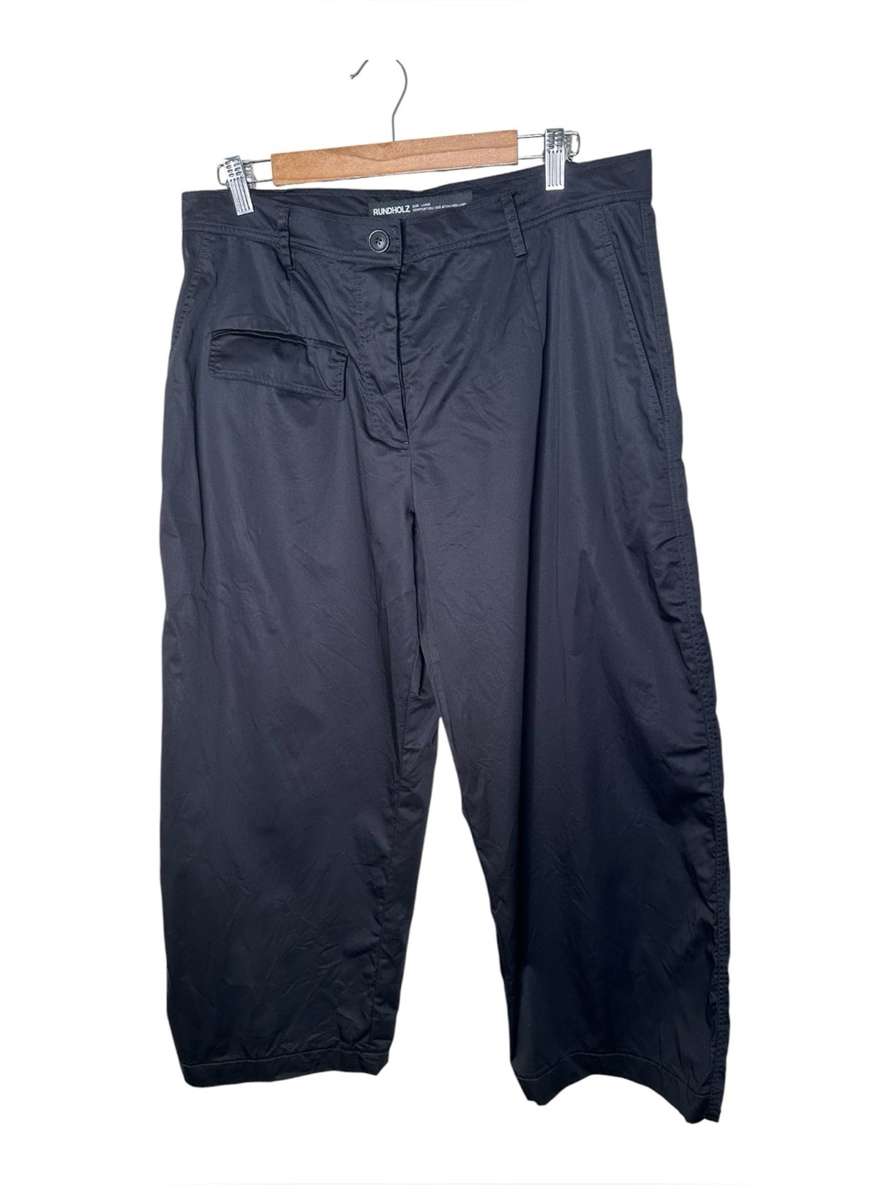 Rundholz Black Label Leg Pants Button Fly Black Size Large Flap Pocket